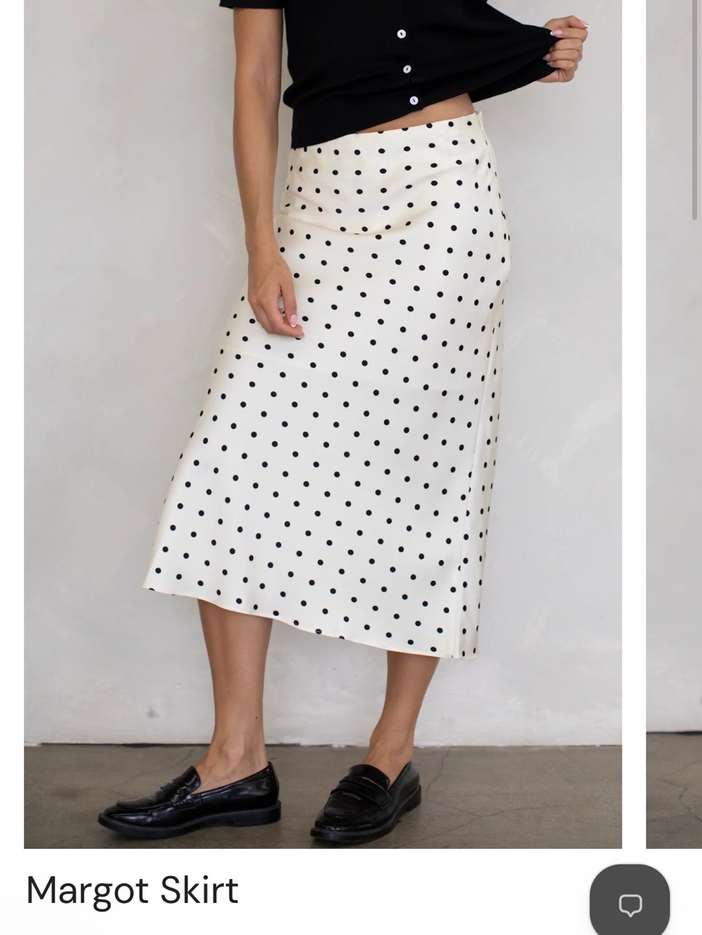 Margot Polka Dot Midi Skirt - Cream with Black Dots